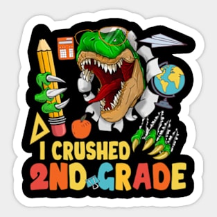 Funny I Crushed 2nd Grade Dinosaur Last Day Of School Sticker